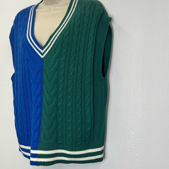 Wild fable - Cable Color-block V Neck Sleeveless Lightweight Sweater Size Small - Picture 5 of 11